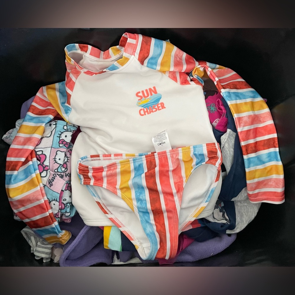 💜wonder nation 2 pcs long sleeve swim suit S 6/6x